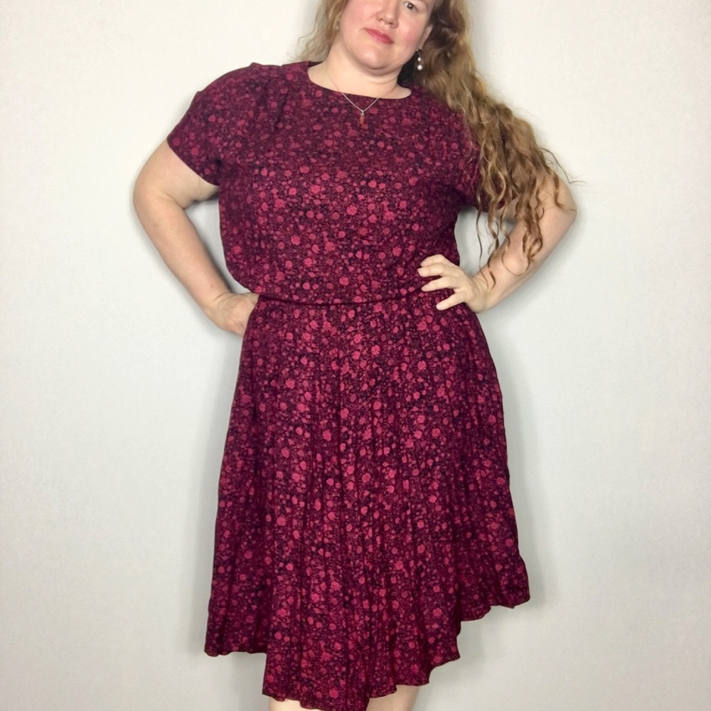 Maroon Vintage Plus Size Dress 💃🏻